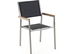 Beliani 6-Istuttava Ulkoruokailuryhma 3-Osainen Lasitaso Tekstiilituolit Musta Grosseto Flash Sale