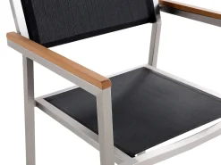 Beliani 6-Istuttava Ulkoruokailuryhma 3-Osainen Lasitaso Tekstiilituolit Musta Grosseto Flash Sale