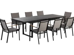 Beliani 8-Istuttava Ulkoruokailuryhma Alumiini Musta/Harmaa Valcanetto/Busseto Best Sale