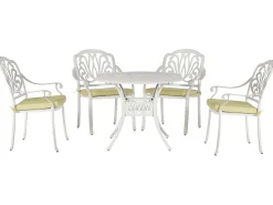 Beliani 4-Istuttava Ulkoruokailuryhma Alumiini Valkoinen Ancona Cheap