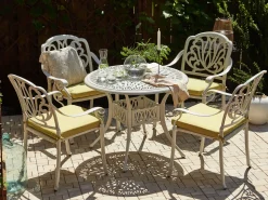 Beliani 4-Istuttava Ulkoruokailuryhma Alumiini Valkoinen Ancona Cheap