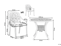 Beliani 4-Istuttava Ulkoruokailuryhma Alumiini Valkoinen Ancona Cheap