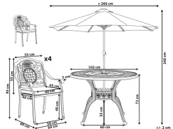 Beliani 4-Istuttava Ulkoruokailuryhma Aurinkovarjolla Alumiini Tummanruskea Salento Flash Sale