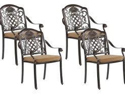 Beliani 4-Istuttava Ulkoruokailuryhma Aurinkovarjolla Alumiini Tummanruskea Salento Flash Sale