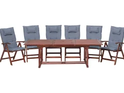 Beliani 6-Istuttava Ulkoruokailuryhma Akasiapuu Sininen Toscana Cheap