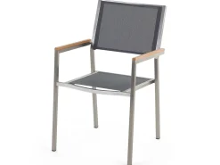 Beliani 6-Istuttava Ulkoruokailuryhma Eukalyptuspuutaso Tekstiilituolit Harmaa Grosseto Online