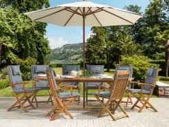 Beliani 8-Istuttava Ulkoruokailuryhma Aurinkovarjolla Akasiapuu Harmaa Maui Hot