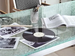 Beliani 6-Istuttava Ulkoruokailuryhma Lasitaso Tekstiilituolit Kirkas/Musta Grosseto Best