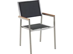 Beliani 6-Istuttava Ulkoruokailuryhma Lasitaso Tekstiilituolit Kirkas/Musta Grosseto Best