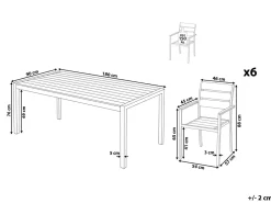 Beliani 6-Istuttava Ulkoruokailuryhma Alumiini Valkoinen Vernio Cheap