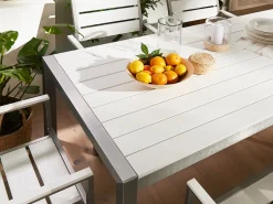 Beliani 6-Istuttava Ulkoruokailuryhma Alumiini Valkoinen Vernio Cheap