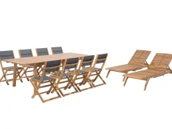 Beliani 8-Istuttava Ulkoruokailuryhma Ja Aurinkotuolit Akaasia Vaalea Puu Cesana Cheap