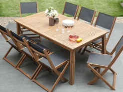 Beliani 8-Istuttava Ulkoruokailuryhma Ja Aurinkotuolit Akaasia Vaalea Puu Cesana Cheap