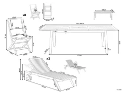 Beliani 8-Istuttava Ulkoruokailuryhma Ja Aurinkotuolit Akaasia Vaalea Puu Cesana Cheap