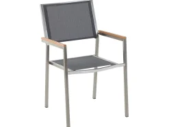 Beliani 6-Istuttava Ulkoruokailuryhma 3-Osainen Lasitaso Tekstiilituolit Harmaa Grosseto Store