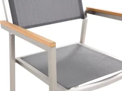 Beliani 6-Istuttava Ulkoruokailuryhma 3-Osainen Lasitaso Tekstiilituolit Harmaa Grosseto Store