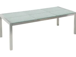 Beliani 6-Istuttava Ulkoruokailuryhma 3-Osainen Lasitaso Tekstiilituolit Harmaa Grosseto Store