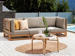 Beliani 3-Istuttava Ulkosohva Akasiapuu Ruskeanharmaa Trani Shop