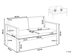 Beliani 2-Istuttava Ulkosohva Alumiini Tummanharmaa Salerno New