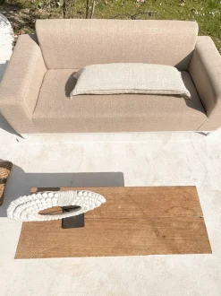 Beliani 3-Istuttava Ulkosohva Kangas Beige/Valkoinen Rovigo Clearance