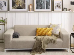 Beliani 3-Istuttava Ulkosohva Kangas Beige/Valkoinen Rovigo Clearance