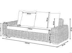 Beliani 3-Istuttava Ulkosohva Rottinkinen Ruskea Forli Flash Sale