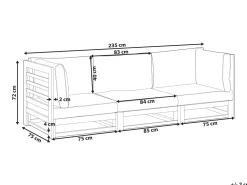 Beliani 3-Istuttava Ulkosohva Sertifioitu Akasiapuu Mahonginruskea Trani Cheap