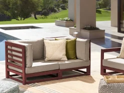 Beliani 2-Istuttava Ulkosohva Sertifioitu Akasiapuu Mahonginruskea Trani Clearance