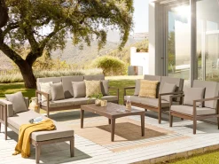 Beliani 7-Istuttava Ulkosohvaryhma Sertifioitu Akaasia Tumma Puu Pataja Store