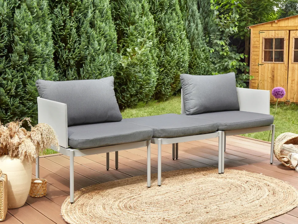 Beliani 2-Istuttava Ulkosohvaryhma Alumiini Vaaleanharmaa Terracina Store