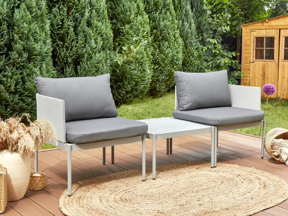 Beliani 2-Istuttava Ulkosohvaryhma Alumiini Vaaleanharmaa Terracina Store