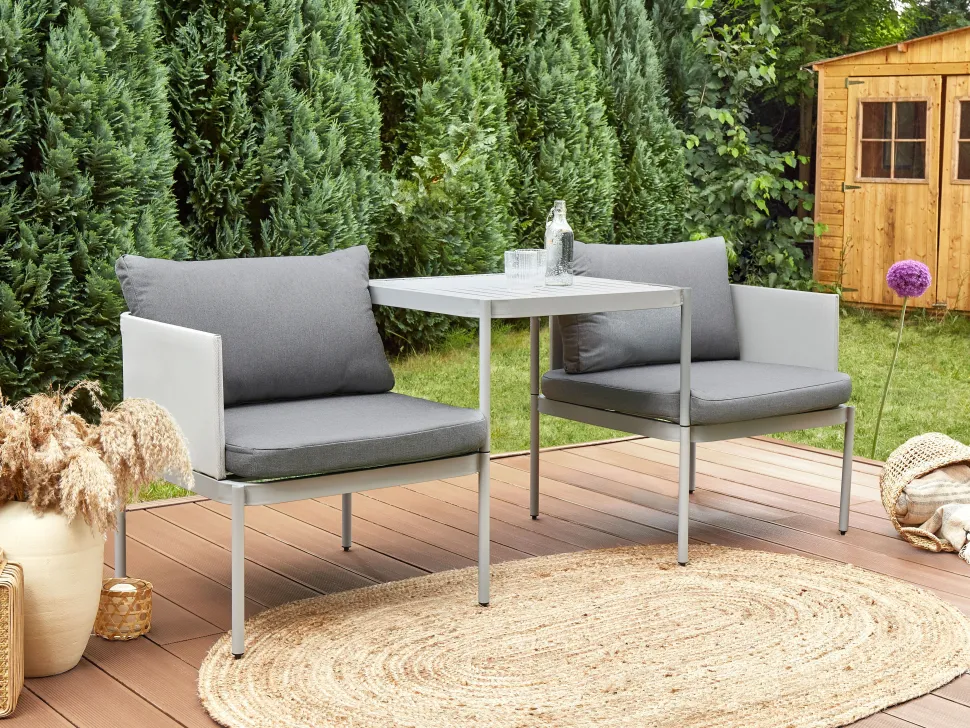 Beliani 2-Istuttava Ulkosohvaryhma Alumiini Vaaleanharmaa Terracina Store