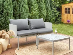 Beliani 2-Istuttava Ulkosohvaryhma Alumiini Vaaleanharmaa Terracina Store