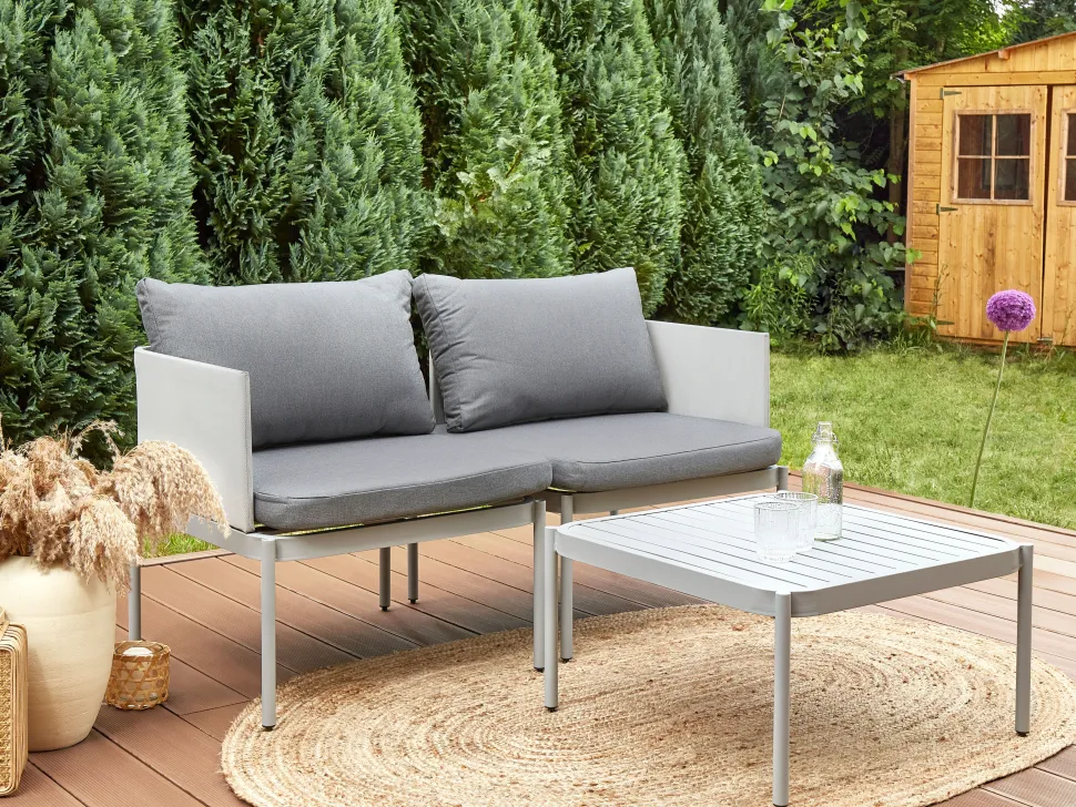 Beliani 2-Istuttava Ulkosohvaryhma Alumiini Vaaleanharmaa Terracina Store