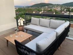 Beliani 5-Istuttava Ulkosohvaryhma Akaasia Musta Alcamo Hot