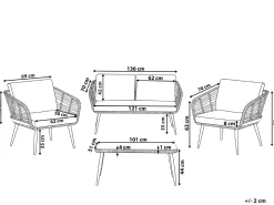 Beliani 4-Istuttava Ulkosohvaryhma Polyrottinki Luonnonvari Corinth Ii Store