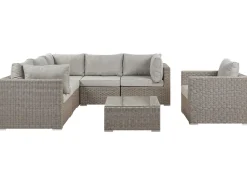 Beliani 6-Istuttava Ulkosohvaryhma Polyrottinki Oikeak. Ruskeanharmaa Contare Flash Sale