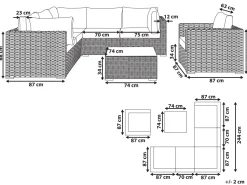 Beliani 6-Istuttava Ulkosohvaryhma Polyrottinki Oikeak. Ruskeanharmaa Contare Flash Sale