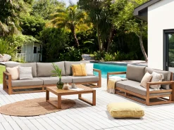 Beliani 5-Istuttava Ulkosohvaryhma Akaasia Vaalea Puu Timor Ii Store