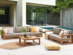 Beliani 5-Istuttava Ulkosohvaryhma Akaasia Vaalea Puu Timor Ii Store