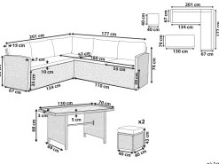 Beliani 5-Istuttava Ulkosohvaryhma Polyrottinki Ruskeanharmaa Bardi Online