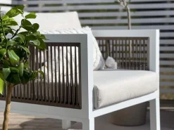 Beliani 5-Istuttava Ulkosohvaryhma Alumiini Valkoinen/Ruskea Borello Cheap