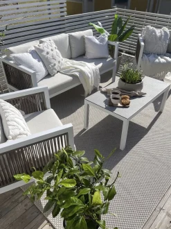 Beliani 5-Istuttava Ulkosohvaryhma Alumiini Valkoinen/Ruskea Borello Cheap