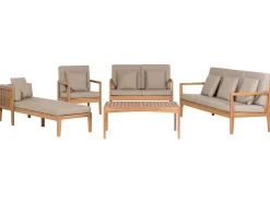 Beliani 7-Istuttava Ulkosohvaryhma Sertifioitu Akaasia Vaalea Puu Pataja Discount