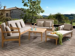 Beliani 7-Istuttava Ulkosohvaryhma Sertifioitu Akaasia Vaalea Puu Pataja Discount