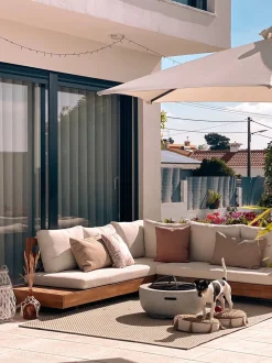 Beliani 5-Istuttava Ulkosohvaryhma Akasiapuu Vasenk. Valkoinen Marettimo Cheap