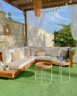 Beliani 5-Istuttava Ulkosohvaryhma Akasiapuu Vasenk. Valkoinen Marettimo Cheap