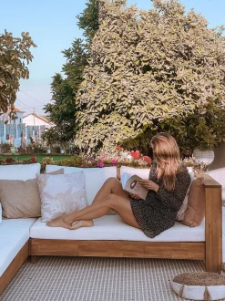 Beliani 5-Istuttava Ulkosohvaryhma Akasiapuu Vasenk. Valkoinen Marettimo Cheap