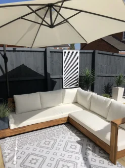 Beliani 5-Istuttava Ulkosohvaryhma Akasiapuu Vasenk. Valkoinen Marettimo Cheap