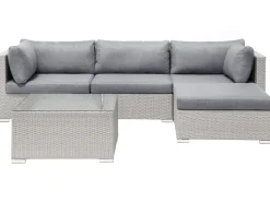 Beliani 4-Istuttava Ulkosohvaryhma Polyrottinki Oikeak. Vaaleanharmaa Sano Ii Clearance